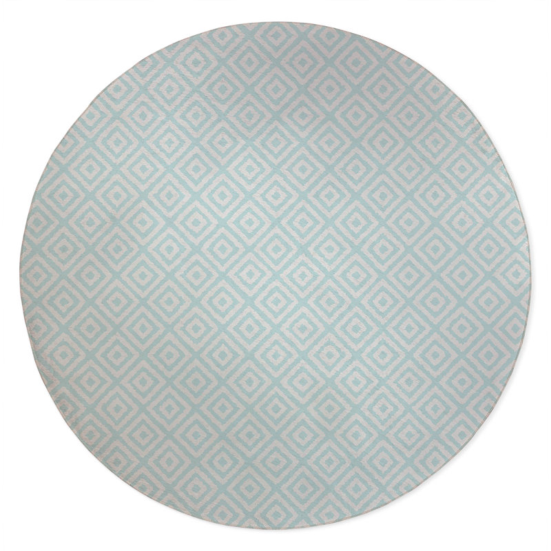 Ikat Grunge Non-Slip Outdoor Rug, Round 5'