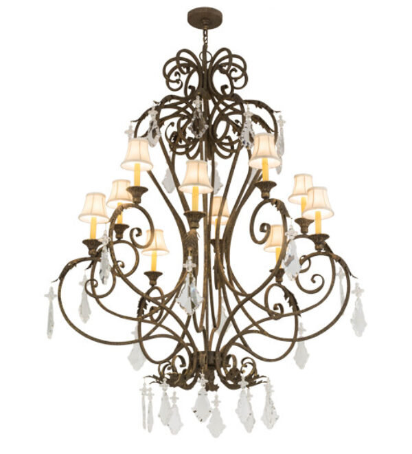 Josephine 10 - Light Chandelier, Copper Rust Premium, White Parchment