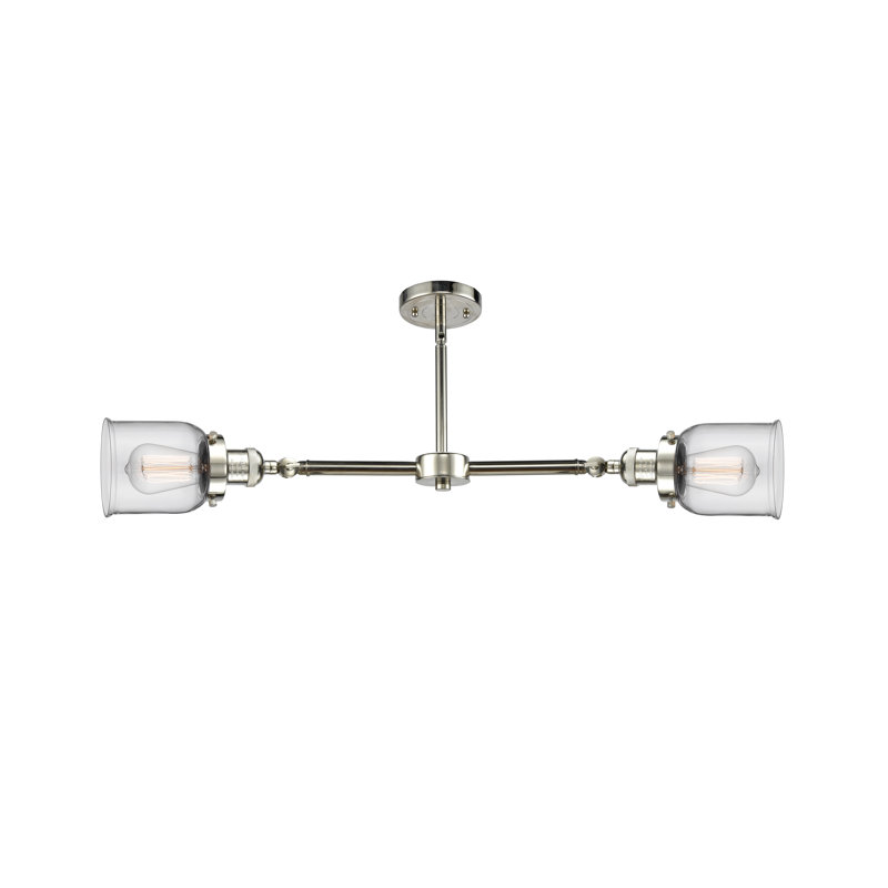 Bell - 2 Light 21" Island Light, 6 Watt Vinage LED Bulb, Clear, Satin Gold