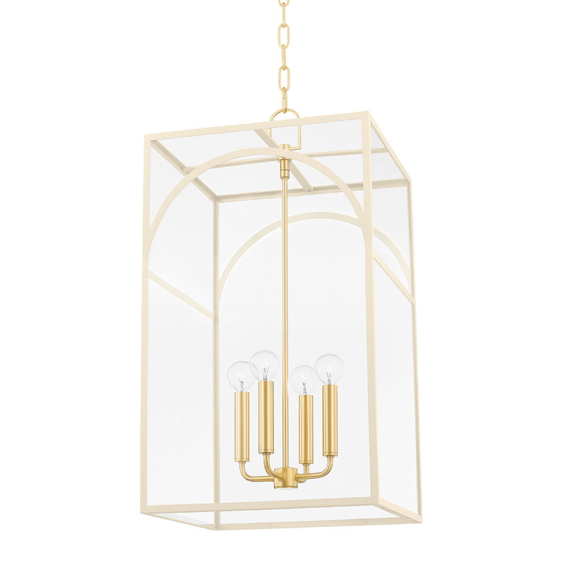 Addison 4 Light Pendant, White, 28.13" H x 15" W x 15" D