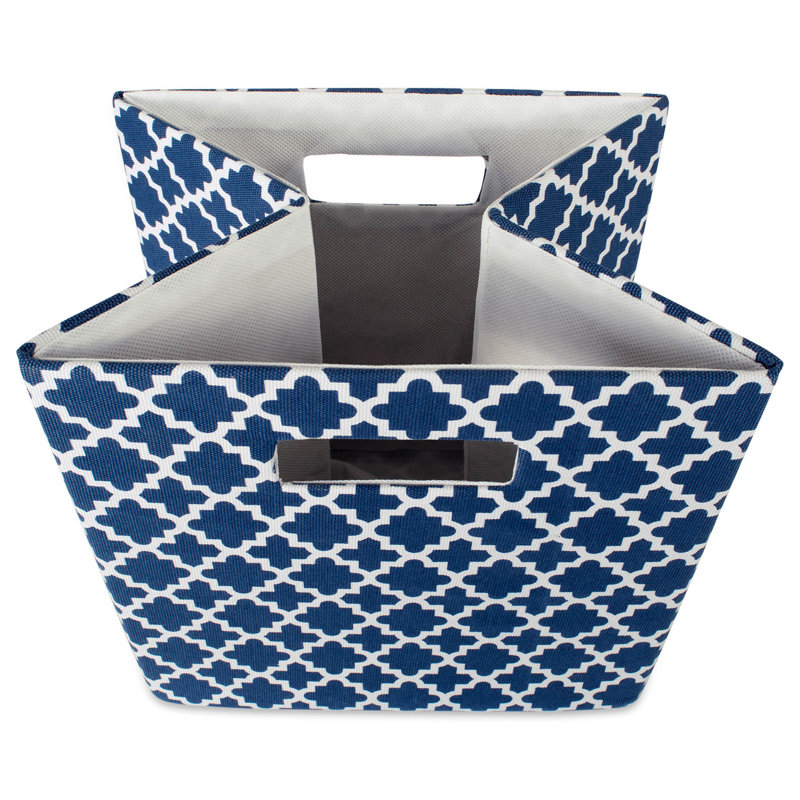 Cube en tissu treillis, H 13 po x l 13 po x p 13 po, Bleu