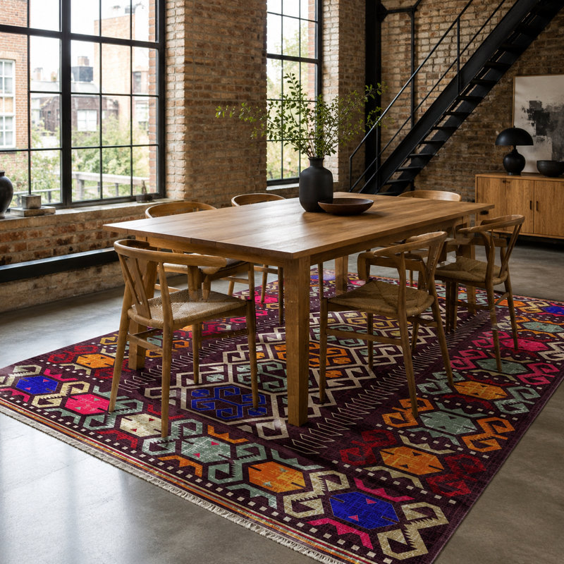 Oriental Cotton and Chenille Flatweave Area Rug, 200 x 300 cm