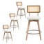Tabouret de comptoir pivotant de style moderne Mid-Century de 26,2 po Anandi avec dossier en rotin de canne et structure en bois massif-138097258