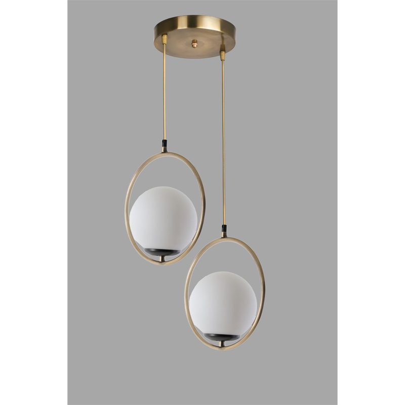 Lustre scandinave glam, hauteur 70 cm (27,6 po), diamètre 25 cm (9,8 po) | 100% métal avec peinture séchée au four et revêtement dégringolé | Douille E27, 40 W maximum | Finition blanche et cuivre élégante, parfaite pour les intérieurs modernes