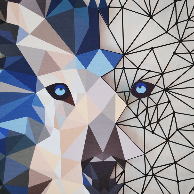 Colorful Metal Wolf Wall Decor, 27" H x 20" W x 1" D