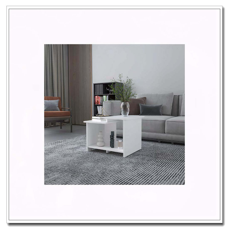 White Coffee Table With Open Storage, White