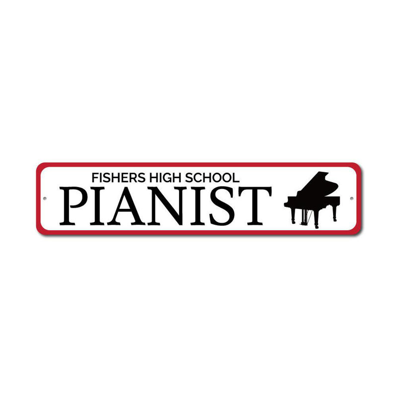 Plaque en aluminium Pianist, H 4 po x l 18 po x P 0,04 po