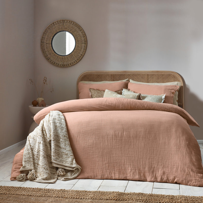 Lark Cotton Solid Colour Duvet Cover Set with Pillowcases Included, Single - 1 Standard Pillowcase, Pink