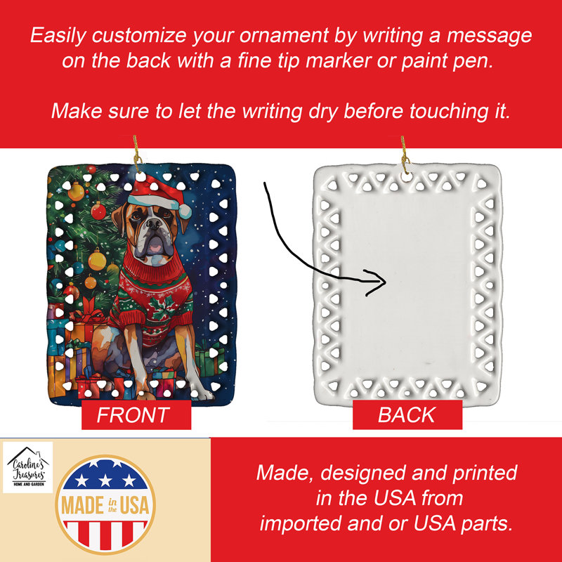 Ornement de Noël en porcelaine Boxer, Boxer 3393