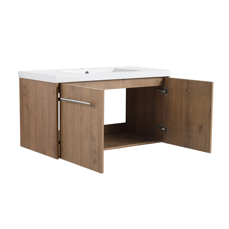 Armoire de salle de bain avec lavabo, portes à fermeture douce, conception à fixation flottante, 35"