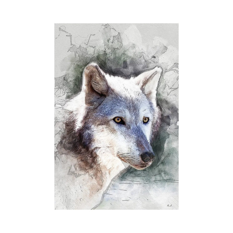 Gray Wolf by Rob Francis - No Frame Gallery-Wrapped Canvas Giclée on Canvas, 66.04 cm H x 45.72 cm W