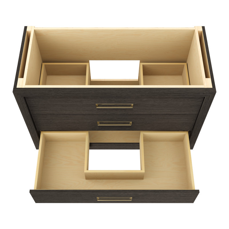 Avalon Three-Drawer Single Bath Vanity, 48", Gray Weathered, Satin Gold