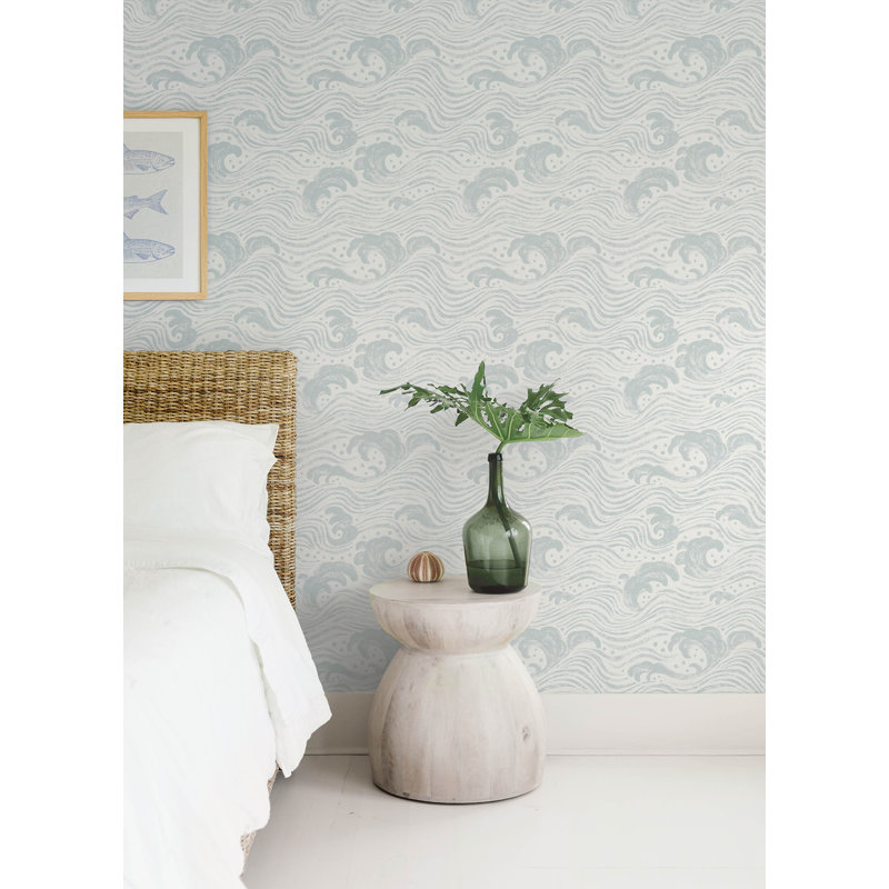 Swell Ocean Wave Wallpaper, Light Blue 