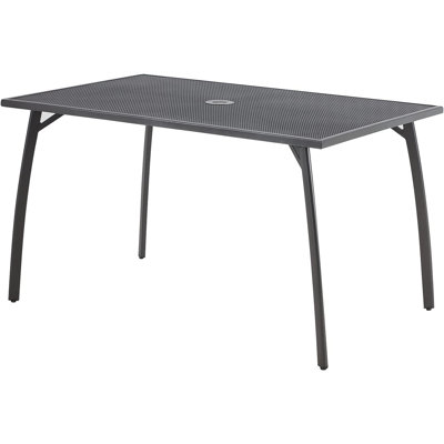 Aramen Rectangular Metal Outdoor Dining Table With Umbrella Hole , 31.5'' in. W 51'' in. D