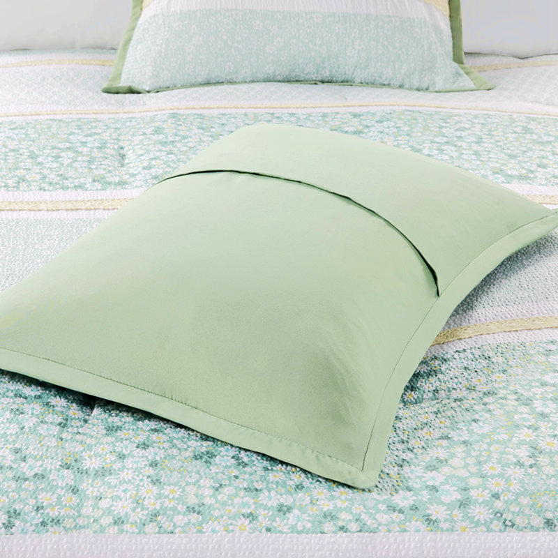 Polyester Comforter, Full Comforter + 2 Pillowcases, Green Floral