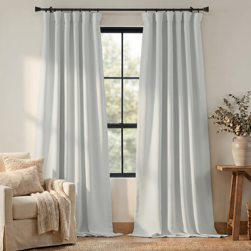 Faux Linen Curtains for Bedroom, Pinch Pleated Drapes Room Darkening Thermal Insulated Window Panels Noise Blocking for Living Room, 2 Panels