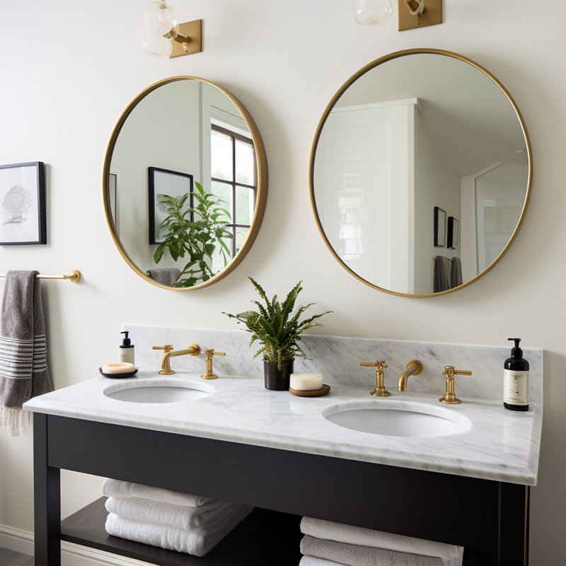 Anngela Metal Round Wall Mirror, Gold