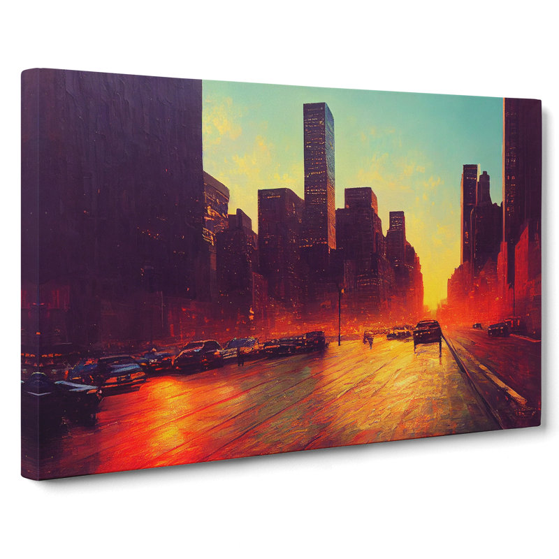 Modern New York Skyline Vol.2 - Wrapped Canvas Painting, 35cm H x 50cm W x 3cm D