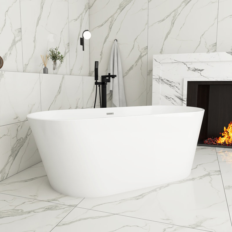 67'' X 31'' Acrylic Freestanding Soaking Bathtub, Glossy White