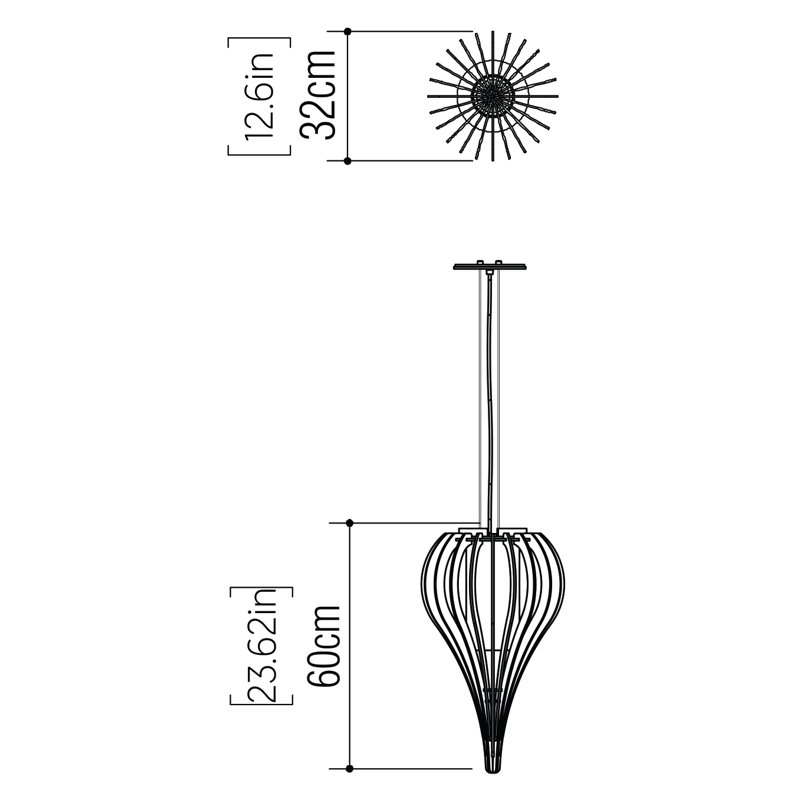 Cache 1 - Light Pendant, Imbuia, 23.4" H x 12.48" W x 12.48" D