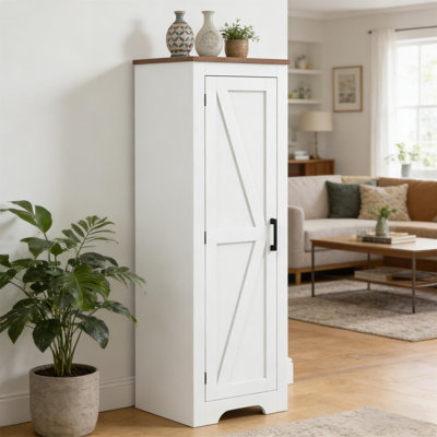 Single Barn Door Accent Cabinet For Living Room, Floor Pantry Cabinet