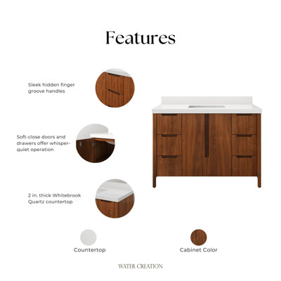 Trayshawn 48 In. Single Sink Whitebrook Engineered Marble Countertop Bath Vanity