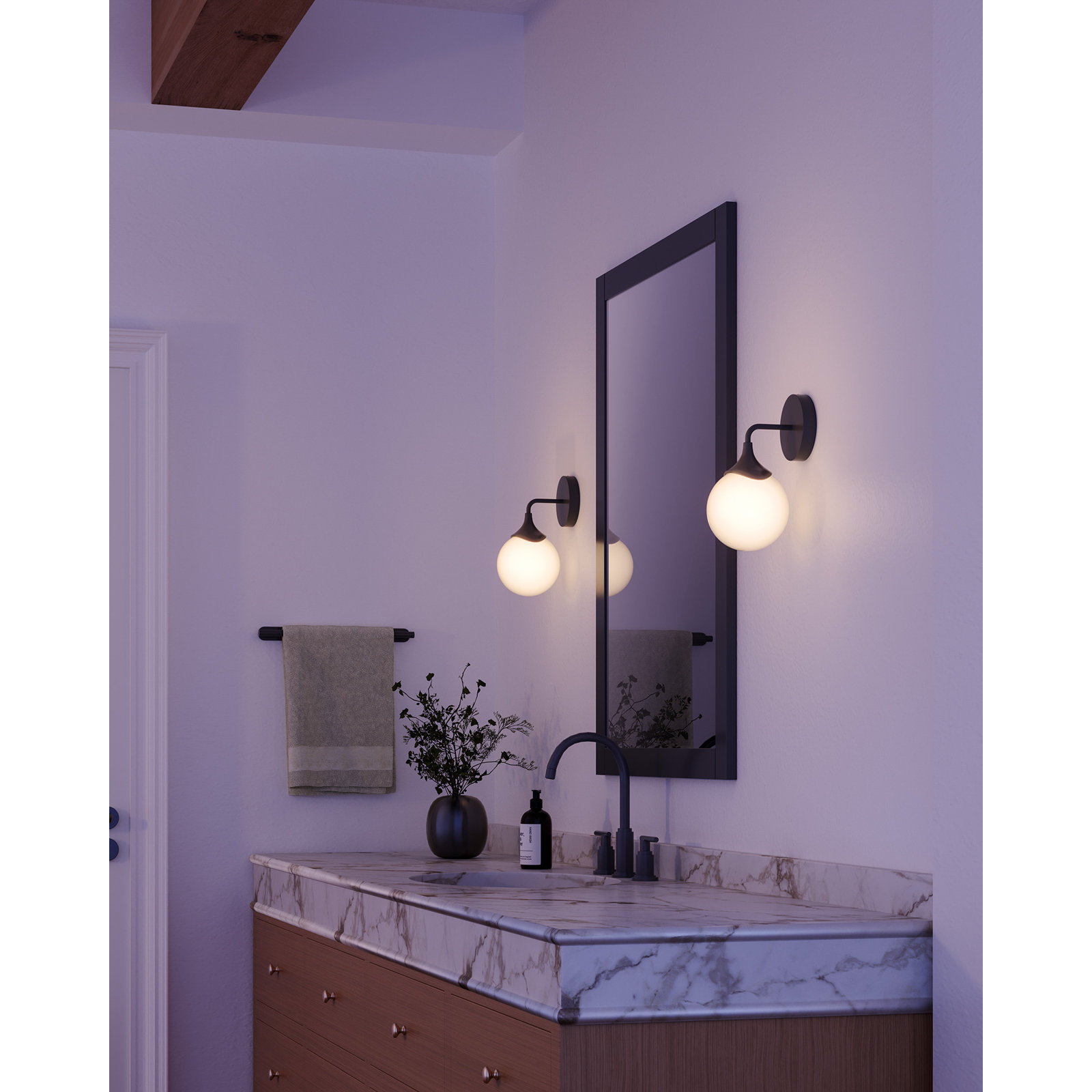 Nedra Single Frosted Bath Sconce, Matte Black