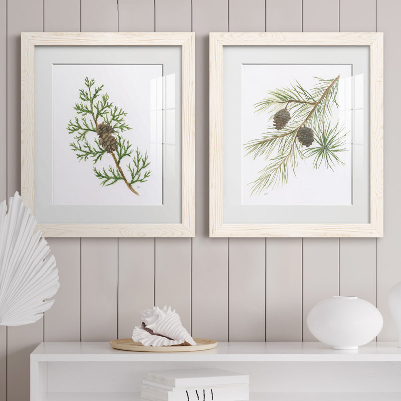Winter Botanical III - ensemble de 2 reproductions d'art, H 20 po x l 17 po x P 1 po, Papier encadré blanc, Blanc