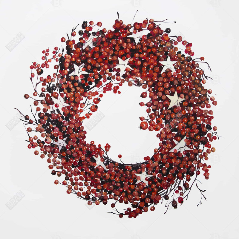 «Red Berry Wreath» sur toile