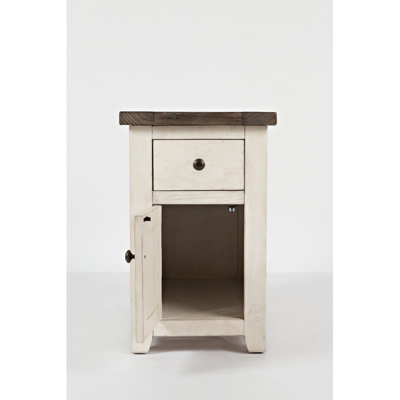 Hemsworth Solid Wood End Table with Storage, White