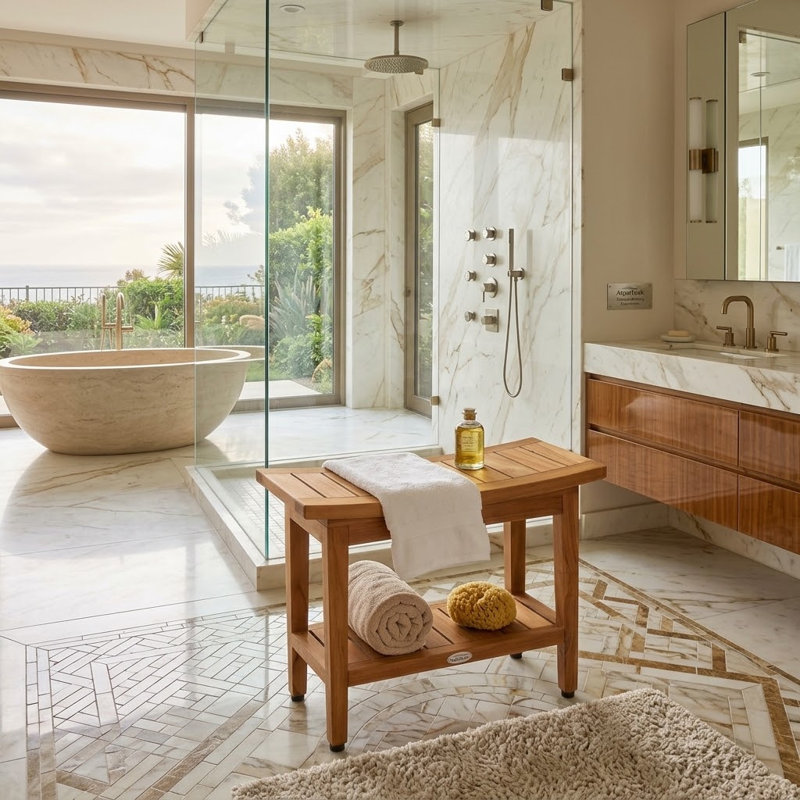 Maluku Shower Seat, 18" H x 24" W x 14" D