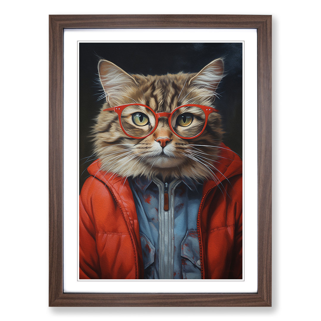 Katze mit Brille Gemälde Nr.3