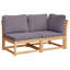  Coussins de jardin gris foncé, bois naturel