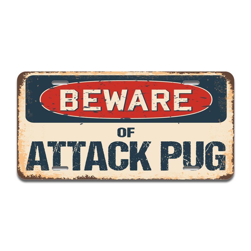 Cadre en aluminium Beware of Attack Pug