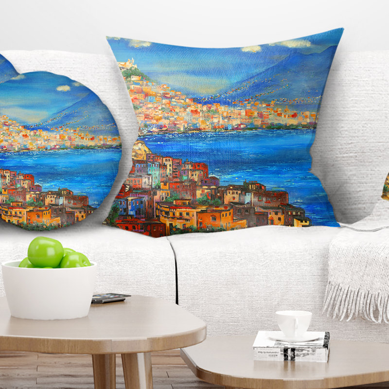 Oreiller Seascape Naples Today, 18 po x 18 po, Carré