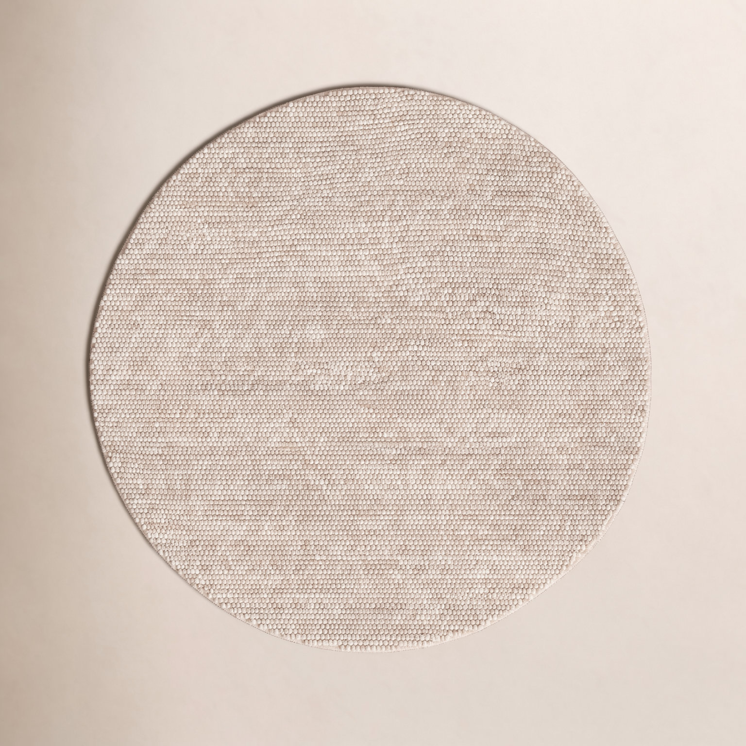 Elle Beige Hand-Woven Wool Rug, Round 12'