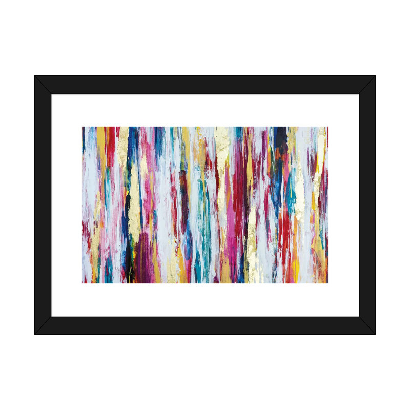 Pensées pleines de couleurs par Nikki Chauhan, H 24 po x l 32 po x P 1 po, Papier encadré noir