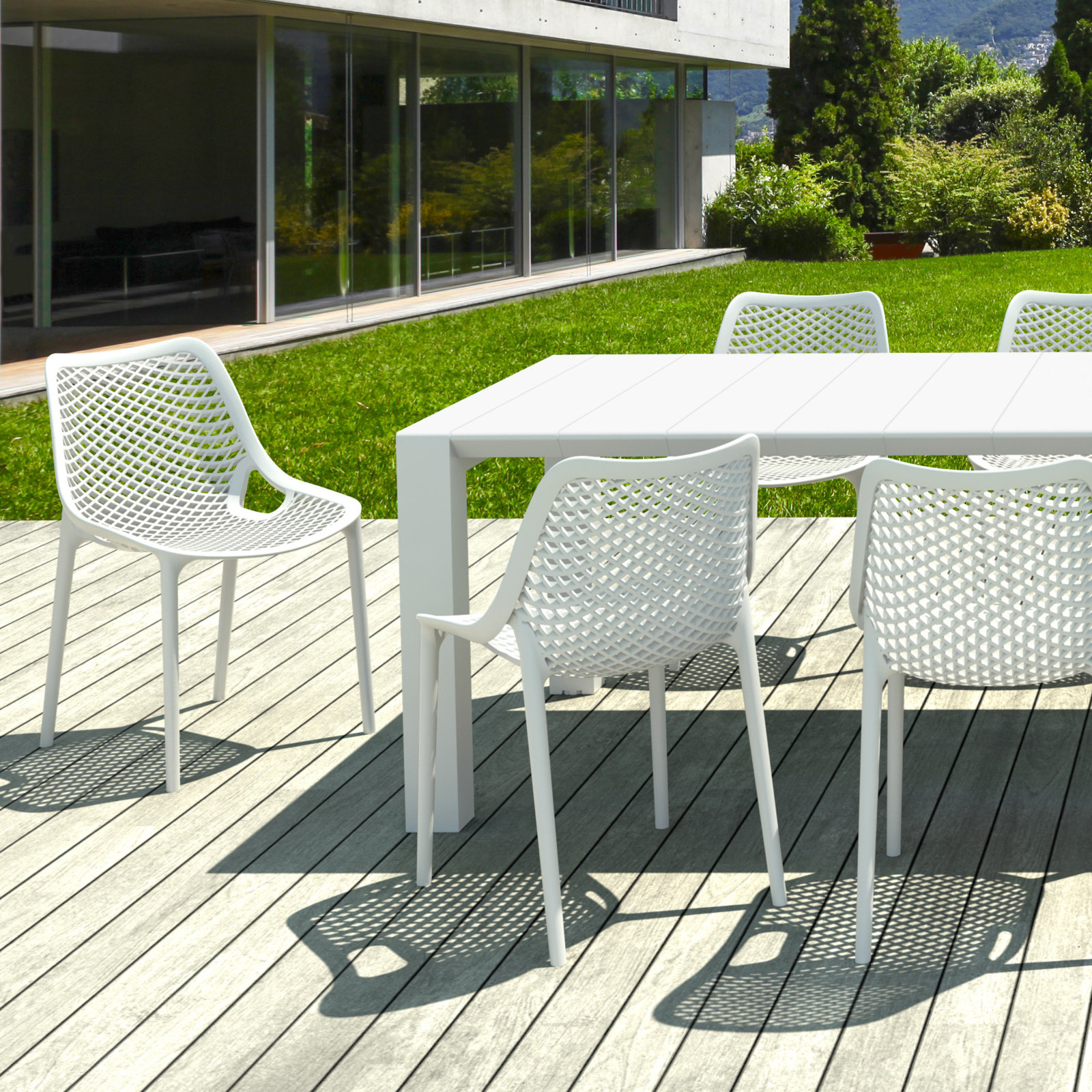 Farrah 102" Patio Dining Set, White