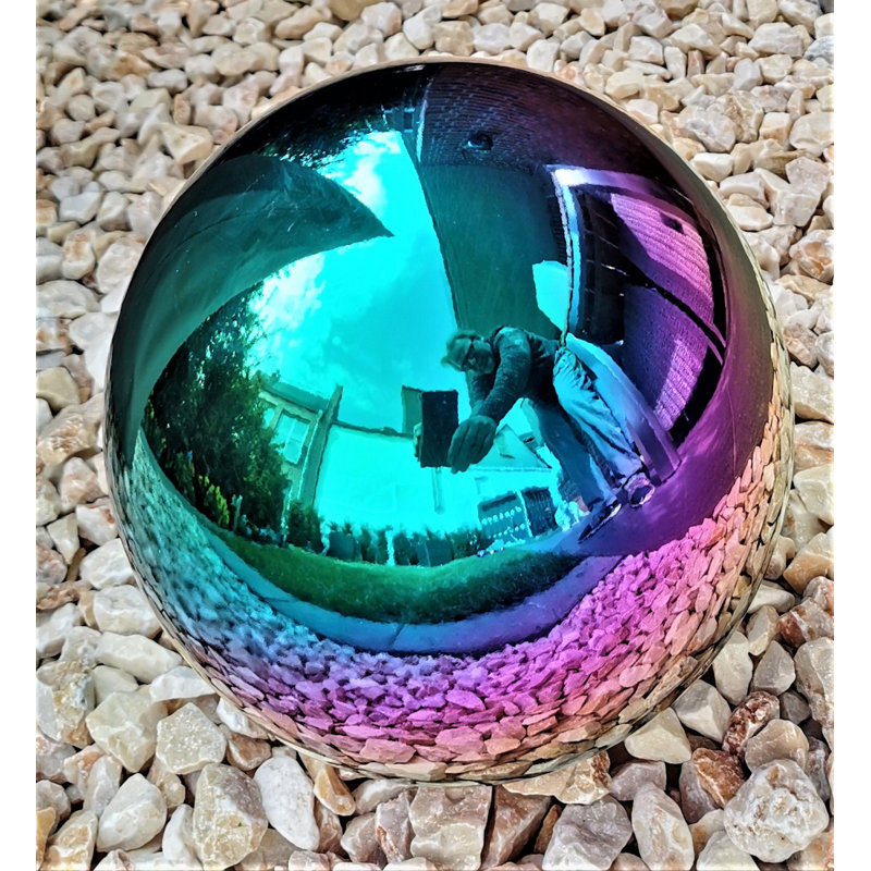 Deilyn Stainless Steel Gazing Ball, Turquoise/Purple/Polished yellow , 20cm H x 20cm W x 20cm D