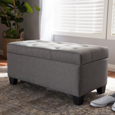91cm Wide Tufted Rectangle Solid Colour Standard Ottoman with Storage