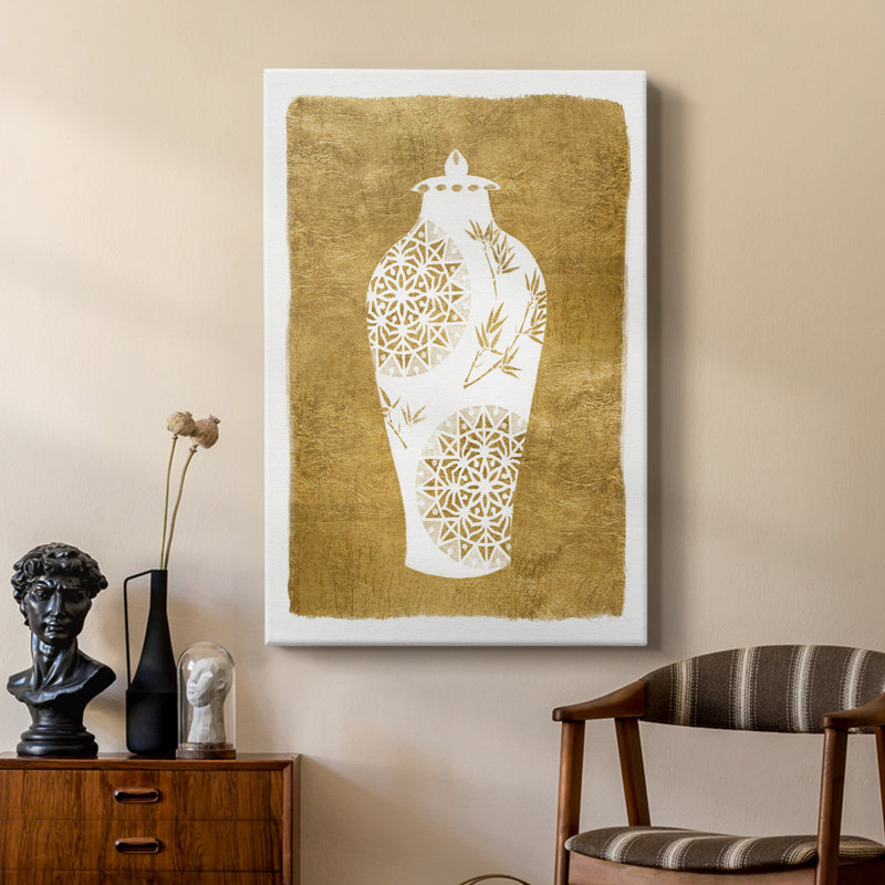 Golden Urn II - galerie tendue sur mesure Cavas, H 60 po x l 40 po