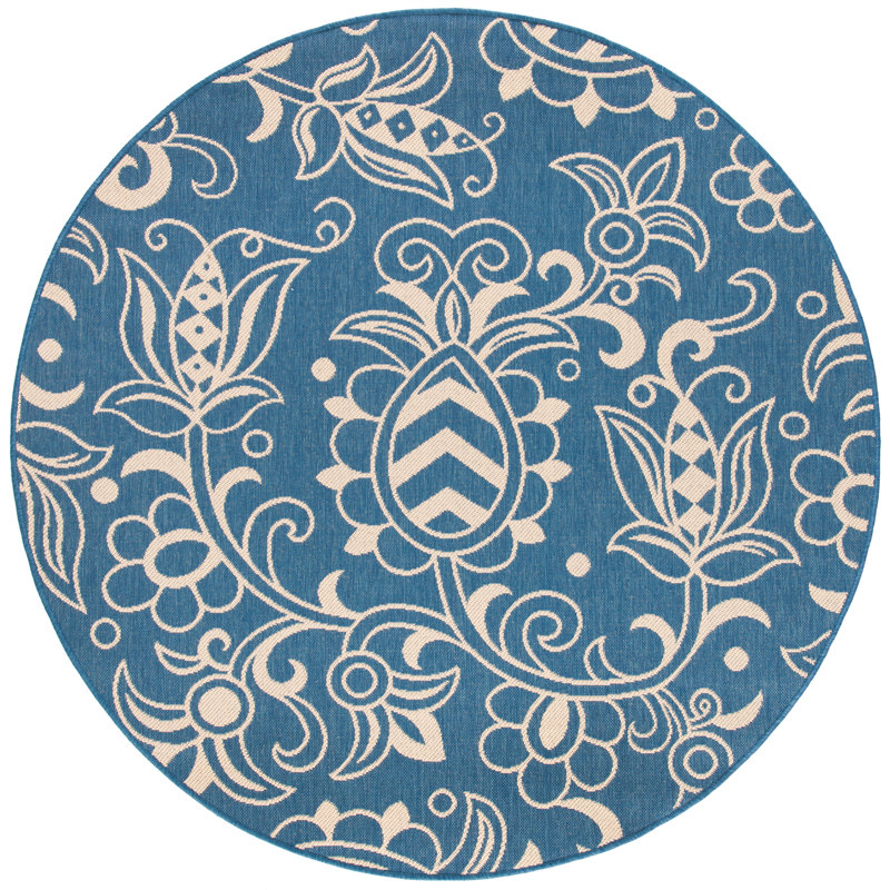 Arthus Performance Floral Indoor/Outdoor Area Rug, Round 6'7"