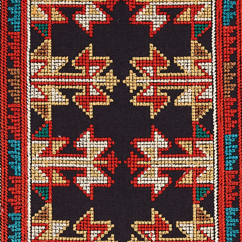 Tissu brodé Vinka, Rouge/noir