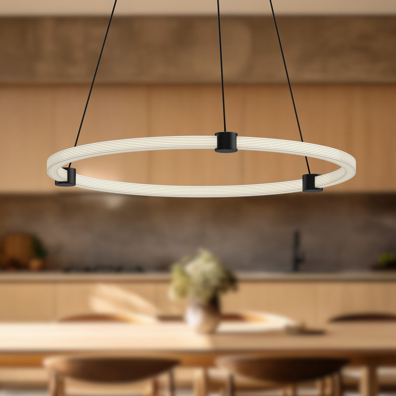 Bruni 1 - Light LED Pendant, Black, 1.38" H x 24.5" W x 24.5" D