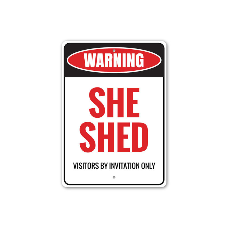 Plaque en aluminium «She Shed», H 14 po x l 10 po x P 0,04 po