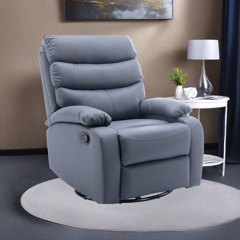 Aabid Portuondo Faux Leather Recliner, Dark Gray