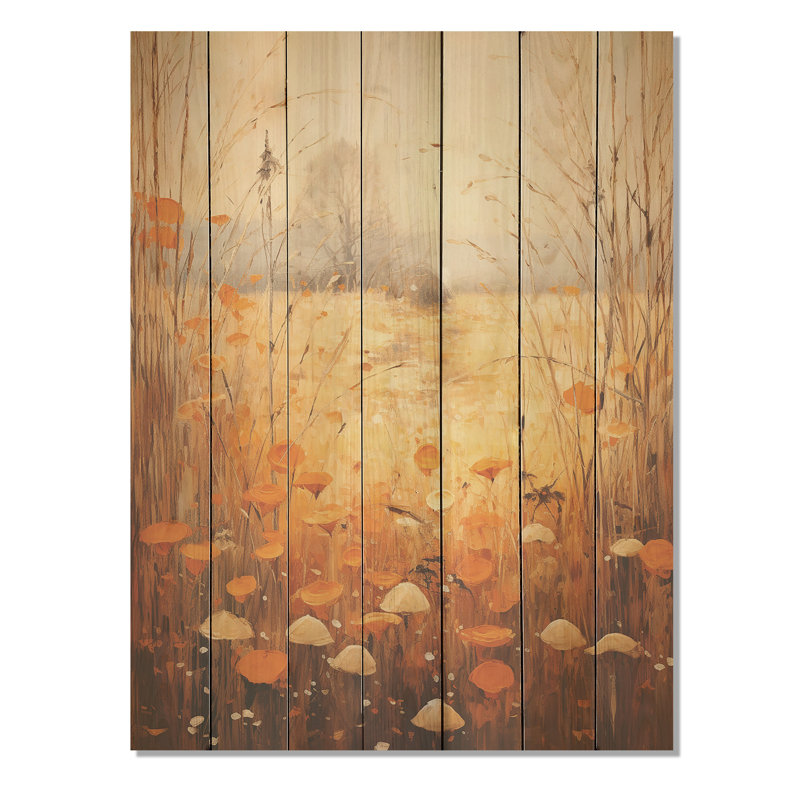 «Yellow Meadows Breeze In Country» - prairie sur bois, H 44 po x l 34 po