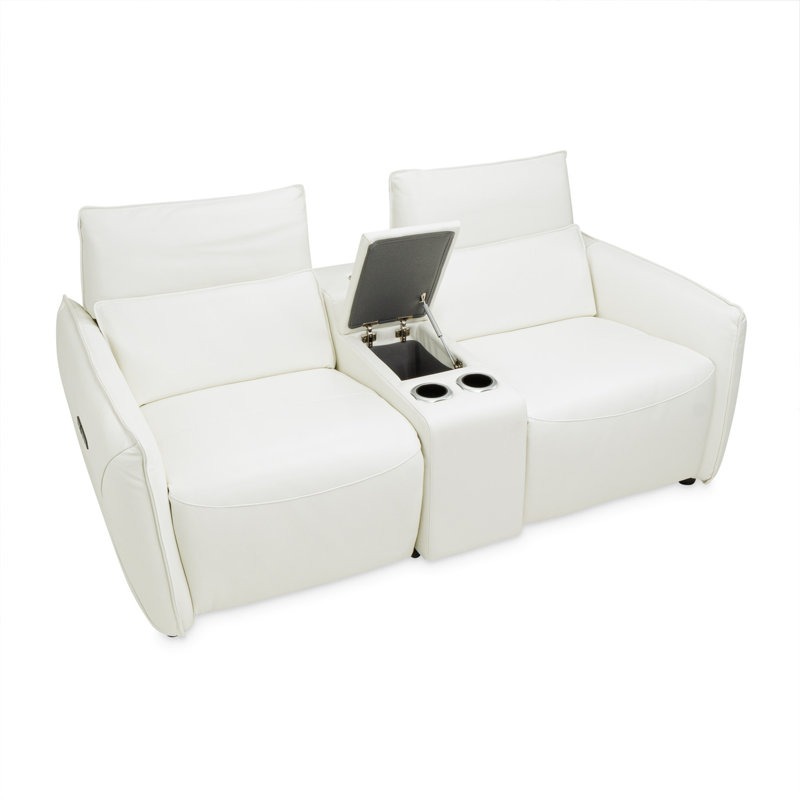 Mia Bella 78'' Recessed Arm Reclining Loveseat, White