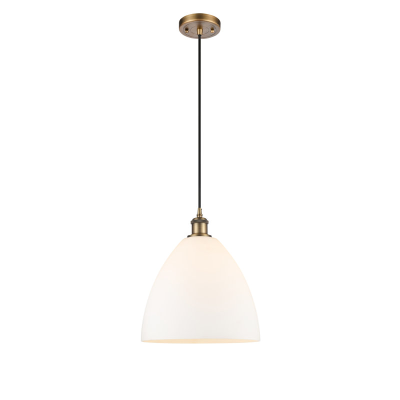Haruka 1 - Light Single Pendant, 14.75" H x 12" W x 12" D, White, Brushed Brass