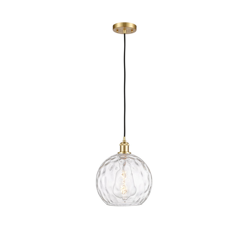 Luminaire suspendu sphère 1 lumière Roxane, H 13 po x l 10 po x P 10 po, Ampoule non incluse, Or satiné